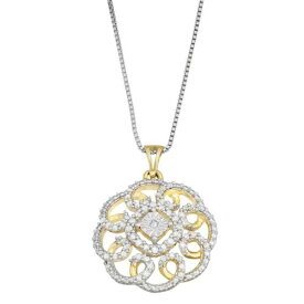 【★スーパーSALE★6/11深夜2時迄】ゴールド 銀色 シルバー ダイヤモンド ネックレス T.W. 【 UNBRANDED GOLD TONE STERLING SILVER 1/3 CARAT DIAMOND CIRCLE PENDANT NECKLACE / GOLD TONE 】 ジュエリー アクセサリー レディースジュエリー ペンダント