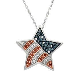 銀色 シルバー 赤 レッド 白色 ホワイト 青色 ブルー ダイヤモンド 4CT. T. W. 【 JEWELEXCESS STERLING SILVER 1/4-CT. RED, WHITE AND BLUE AMERICAN FLAG DIAMOND STAR PENDANT / MULTI NONE 】 ジュエリー アクセサリー レデ