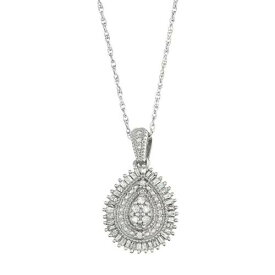 銀色 シルバー ダイヤモンド 白色 ホワイト T.W. 【 JEWELEXCESS STERLING SILVER 1/3 CARAT DIAMOND TEARDROP PENDANT / WHITE 】 ジュエリー アクセサリー レディースジュエリー ネックレス ペンダント