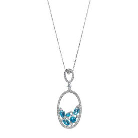 銀色 シルバー ネックレス 青色 ブルー 【 UNBRANDED STERLING SILVER CUBIC ZIRCONIA OVAL PENDANT NECKLACE / BLUE 】 ジュエリー アクセサリー レディースジュエリー ペンダント