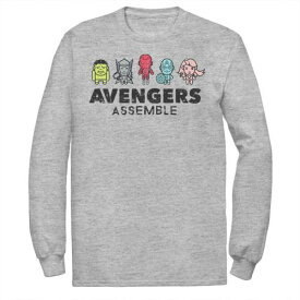 【★スーパーSALE★6/11深夜2時迄】マーベル ロゴ グラフィック Tシャツ ヘザー 【 MARVEL AVENGERS ASSEMBLE CARTOON CHEST LOGO GRAPHIC TEE / ATHLETIC HEATHER 】 メンズファッション トップス カットソー