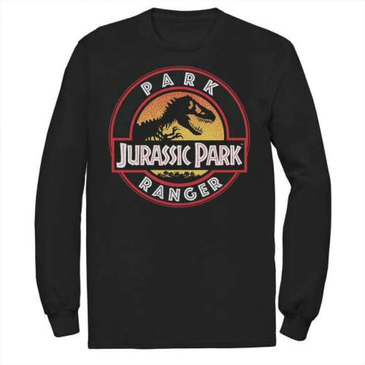 楽天市場 キャラクター パーク レンジャー 橙 オレンジ アイコン スリーブ グラフィック Tシャツ 黒色 ブラック 長袖 Orange Sleeve Licensed Character Jurassic Park Ranger Danger Gradient Icon Graphic Tee Black スニケス