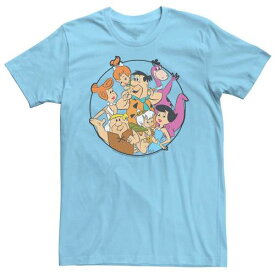 【★スーパーSALE★6/11深夜2時迄】キャラクター Tシャツ 青色 ブルー 【 LICENSED CHARACTER THE FLINTSTONES GROUP SHOT CIRCLE TEE / LIGHT BLUE 】 メンズファッション トップス カットソー