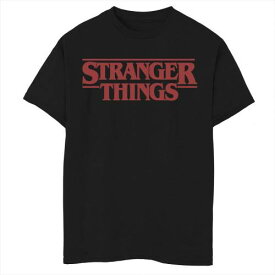 キャラクター ソリッド ロゴ グラフィック Tシャツ 黒色 ブラック 【 LICENSED CHARACTER STRANGER THINGS SOLID LOGO LEFT CHEST GRAPHIC TEE / BLACK 】 キッズ ベビー マタニティ トップス カットソー