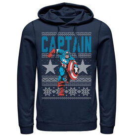 【★スーパーSALE★6/11深夜2時迄】マーベル スターズ クリスマス トレーナー フーディー パーカー 紺色 ネイビー 【 MARVEL CAPTAIN AMERICA STARS UGLY CHRISTMAS SWEATER HOODIE / NAVY 】 メンズファッション トップス スウェット