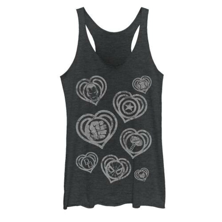 楽天市場 キャラクター アイコン ビンテージ ヴィンテージ タンクトップ 黒色 ブラック ヘザー Vintage Heather Licensed Character Marvel Hero Icon Comic Hearts Tank Black スニケス