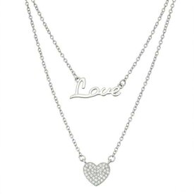 銀色 シルバー ネックレス 白色 ホワイト LOVE&#34; & 【 UNBRANDED STERLING SILVER CUBIC ZIRCONIA HEART LAYERED NECKLACE / WHITE 】 ジュエリー アクセサリー レディースジュエリー ペンダント