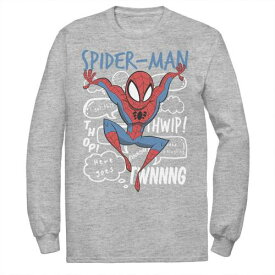 【★スーパーSALE★6/11深夜2時迄】マーベル アクション Tシャツ ヘザー 【 MARVEL SPIDER-MAN ACTION POSE COMIC SOUND EFFECTS TEE / ATHLETIC HEATHER 】 メンズファッション トップス カットソー