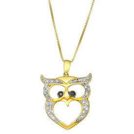 銀色 シルバー 黒色 ブラック 白色 ホワイト ダイヤモンド ネックレス T.W. & 【 HDI STERLING SILVER 1/10 CARAT BLACK WHITE DIAMOND OWL NECKLACE / 】 ジュエリー アクセサリー レディースジュエリー ペンダン