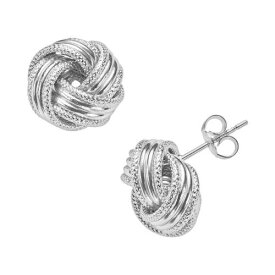 青色 ブルー 白色 ホワイト ゴールド イヤリング 【 UNBRANDED JORDAN BLUE 14K WHITE GOLD TEXTURED LOVE KNOT STUD EARRINGS / 14K WHITE GOLD 】 ジュエリー アクセサリー レディースジュエリー