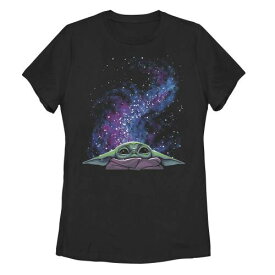 キャラクター ギャラクシー Tシャツ 黒色 ブラック スターウォーズ: 【 LICENSED CHARACTER STAR WARS: THE MANDALORIAN CHILD GALAXY BIG FACE TEE / BLACK 】 キッズ ベビー マタニティ トップス カットソー