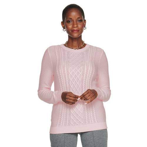 CROFT & BARROW クラシック トレーナー 【 Classic Cable-knit Crewneck Sweater 】 Barely Pink