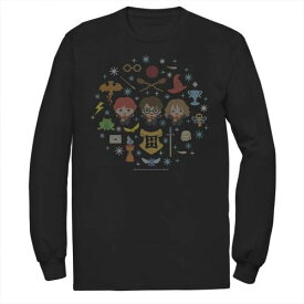 キャラクター クリスマス トレーナー Tシャツ 黒色 ブラック 【 LICENSED CHARACTER HARRY POTTER CHRISTMAS GROUP SHOT CHIBI UGLY SWEATER TEE / BLACK 】 メンズファッション トップス カットソー