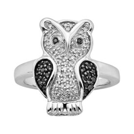 銀色 シルバー 黒色 ブラック 白色 ホワイト ダイヤモンド 4CT. T.W. 【 JEWELEXCESS STERLING SILVER TWO-TONE 1/4-CT. BLACK AND WHITE DIAMOND OWL RING / 】 ジュエリー アクセサリー レディースジュエリー 指輪 リ