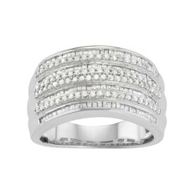 銀色 シルバー ダイヤモンド T.W. 【 JEWELEXCESS STERLING SILVER 1 CARAT DIAMOND MULTIROW RING / 】 ジュエリー アクセサリー レディースジュエリー 指輪 リング