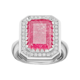 【★スーパーSALE★6/11深夜2時迄】銀色 シルバー ピンク 【 UNBRANDED STERLING SILVER CUBIC ZIRCONIA RECTANGLE HALO RING / PINK 】 ジュエリー アクセサリー レディースジュエリー 指輪 リング