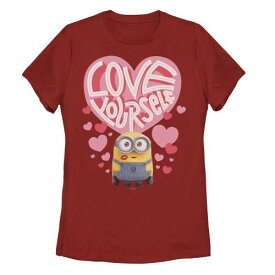 キャラクター Tシャツ 赤 レッド 【 LICENSED CHARACTER MINIONS LOVE YOURSELF HEART COLLAGE PORTRAIT TEE / RED 】 キッズ ベビー マタニティ トップス カットソー