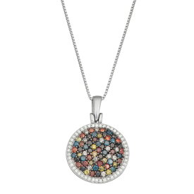 ダイヤモンド 銀色 シルバー ネックレス T.W. 【 JEWELEXCESS 2 CARAT MULTICOLOR DIAMOND STERLING SILVER DISC PENDANT NECKLACE / 】 ジュエリー アクセサリー レディースジュエリー ペンダント