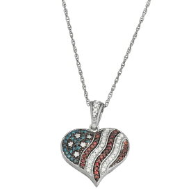 ダイヤモンド 銀色 シルバー ネックレス T.W. 【 JEWELEXCESS 1/4 CARAT MULTICOLOR DIAMOND STERLING SILVER PATRIOTIC HEART PENDANT NECKLACE / 】 ジュエリー アクセサリー レディースジュエリー ペンダント