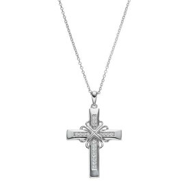 【★スーパーSALE★6/11深夜2時迄】銀色 シルバー ネックレス 白色 ホワイト 【 SENTIMENTAL EXPRESSIONS STERLING SILVER CUBIC ZIRCONIA STEADFAST LOVE CROSS NECKLACE / WHITE 】 ジュエリー アクセサリー レディースジュエリー ペンダント