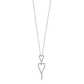 【★スーパーSALE★6/11深夜2時迄】銀色 シルバー ダイヤモンド ネックレス T.W. 【 UNBRANDED STERLING SILVER 1/10 CARAT DIAMOND DOUBLE HEART PENDANT NECKLACE / STERLING SILVER 】 ジュエリー アクセサリー レディースジュエリー ペンダント