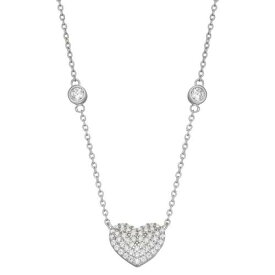 銀色 シルバー ネックレス 【 CONTESSA DI CAPRI STERLING SILVER CUBIC ZIRCONIA PAVE HEART NECKLACE / STERLING SILVER 】 ジュエリー アクセサリー レディースジュエリー ペンダント