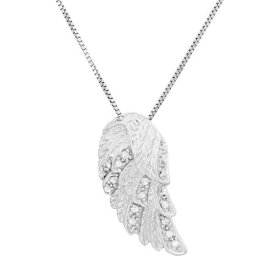 【★スーパーSALE★6/11深夜2時迄】ダイヤモンド 銀色 シルバー ネックレス 白色 ホワイト 【 UNBRANDED DIAMOND ACCENT STERLING SILVER FEATHER PENDANT NECKLACE / WHITE 】 ジュエリー アクセサリー レディースジュエリー ペンダント