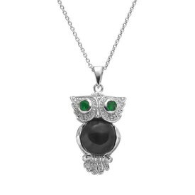 銀色 シルバー ネックレス & 【 SOPHIE MILLER ONYX, SIMULATED EMERALD CUBIC ZIRCONIA STERLING SILVER OWL PENDANT NECKLACE / MULTI NONE 】 ジュエリー アクセサリー レディースジュエリー ペンダント