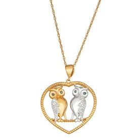 銀色 シルバー ダイヤモンド ネックレス T.W. 【 JEWELEXCESS TWO TONE STERLING SILVER 1/6 CARAT DIAMOND OWL HEART PENDANT NECKLACE / TWO TONE 】 ジュエリー アクセサリー レディースジュエリー ペンダント