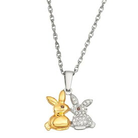 銀色 シルバー ダイヤモンド ネックレス T.W. 【 JEWELEXCESS TWO TONE STERLING SILVER 1/10 CARAT DIAMOND BUNNIES PENDANT NECKLACE / TWO TONE 】 ジュエリー アクセサリー レディースジュエリー ペンダント