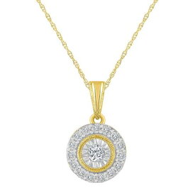 ゴールド ダイヤモンド ネックレス T.W. 【 CELEBRATION GEMS 14K GOLD 1/10 CARAT DIAMOND ROUND HALO PENDANT NECKLACE / 】 ジュエリー アクセサリー レディースジュエリー ペンダント