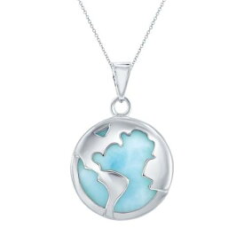 銀色 シルバー ネックレス 【 UNBRANDED STERLING SILVER LARIMAR WORLD PENDANT NECKLACE / SILVERTONE 】 ジュエリー アクセサリー レディースジュエリー ペンダント