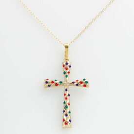 【★スーパーSALE★6/11深夜2時迄】銀色 シルバー 黄色 イエロー 【 UNBRANDED 14K GOLD-BONDED STERLING SILVER BEADED CROSS PENDANT / YELLOW 】 ジュエリー アクセサリー レディースジュエリー ネックレス ペンダント