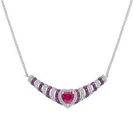 銀色 シルバー 白色 ホワイト ネックレス & 【 STELLA GRACE STERLING SILVER LAB-CREATED RUBY WHITE SAPPHIRE HEART NECKLACE / STERLING SILVER 】 ジュエリー アクセサリー レディースジュエリー ペンダント