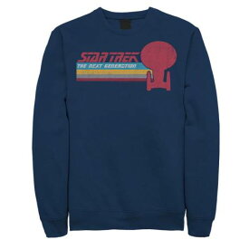 キャラクター 虹色 レインボー ストライプ スウェットシャツ トレーナー 紺色 ネイビー 【 LICENSED CHARACTER STAR TREK VOYAGER RETRO RAINBOW STRIPE SWEATSHIRT / NAVY 】 メンズファッション トップス