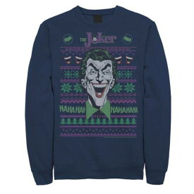 キャラクター ディーシー コミックス ニット フリース 紺色 ネイビー 【 LICENSED CHARACTER DC COMICS BATMAN THE JOKER HEAD SHOT KNIT STYLE FLEECE / NAVY 】 メンズファッション トップス スウェット トレーナー