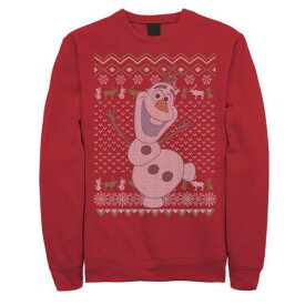 【★スーパーSALE★6/11深夜2時迄】キャラクター クリスマス トレーナー フリース 赤 レッド 【 LICENSED CHARACTER FROZEN OLAF UGLY CHRISTMAS SWEATER FLEECE / RED 】 メンズファッション トップス スウェット