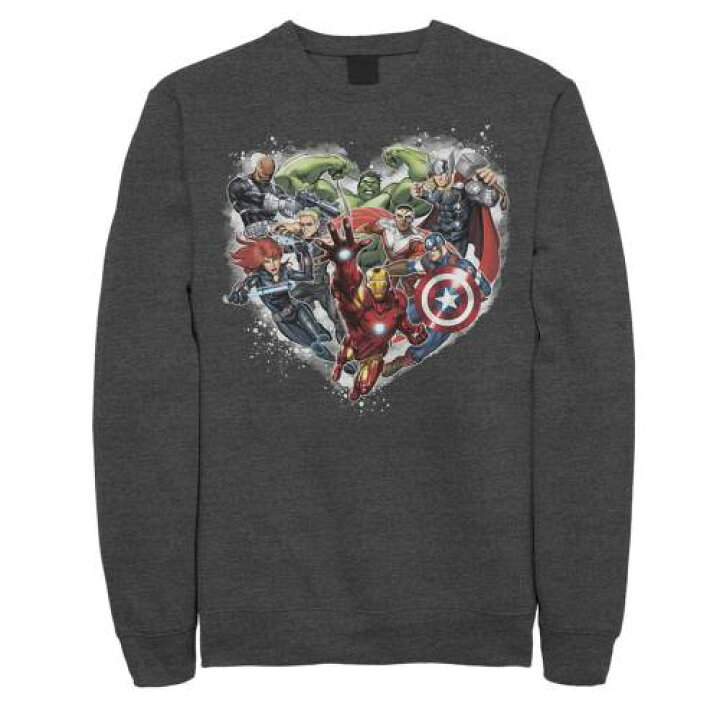 楽天市場 キャラクター スウェットシャツ トレーナー チャコール ヘザー Heather Licensed Character Marvel Avengers Heart Group Shot Valentine Sweatshirt Charcoal スニケス