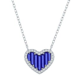 銀色 シルバー 青色 ブルー ネックレス 【 UNBRANDED STERLING SILVER BLUE BAGUETTE CUBIC ZIRCONIA HEART NECKLACE / 】 ジュエリー アクセサリー レディースジュエリー ペンダント