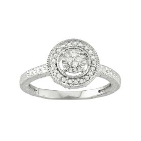 銀色 シルバー ダイヤモンド T.W. 【 UNBRANDED STERLING SILVER 1/10 CARAT DIAMOND HALO RING / 】 ジュエリー アクセサリー レディースジュエリー 指輪 リング