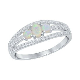 銀色 シルバー 白色 ホワイト 【 UNBRANDED STERLING SILVER THREE-STONE WHITE OPAL CUBIC ZIRCONIA BAND RING / 】 ジュエリー アクセサリー レディースジュエリー 指輪 リング