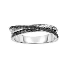 【★スーパーSALE★6/11深夜2時迄】銀色 シルバー 黒色 ブラック ダイヤモンド T.W. 【 UNBRANDED STERLING SILVER 1/4 CARAT BLACK DIAMOND CRISSCROSS RING / 】 ジュエリー アクセサリー レディースジュエリー 指輪 リング