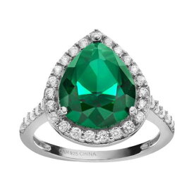 銀色 シルバー 緑 グリーン & 【 SOPHIE MILLER SIMULATED EMERALD CUBIC ZIRCONIA STERLING SILVER HALO RING / GREEN 】 ジュエリー アクセサリー レディースジュエリー 指輪 リング