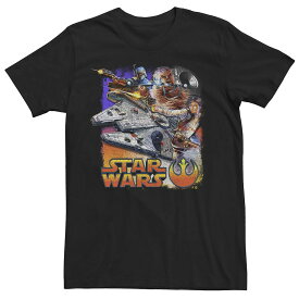 【★スーパーSALE★6/11深夜2時迄】キャラクター Tシャツ 黒色 ブラック スターウォーズ 【 LICENSED CHARACTER STAR WARS WAR RETRO GROUP SHOT TEE / BLACK 】 メンズファッション トップス カットソー