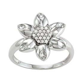 銀色 シルバー ダイヤモンド C.T. 【 JEWELEXCESS STERLING SILVER 1/10 DIAMOND FLOWER RING / SILVERTONE 】 ジュエリー アクセサリー レディースジュエリー 指輪 リング