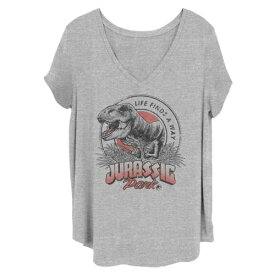 【★スーパーSALE★6/11深夜2時迄】キャラクター パーク Tシャツ ヘザー 灰色 グレー グレイ 【 LICENSED CHARACTER PLUS SIZE JURASSIC PARK LIFE FINDS A WAY VIBRANT TEE / HEATHER GRAY 】 キッズ ベビー マタニティ トップス カットソー