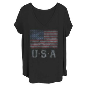 Tシャツ 黒色 ブラック U.S.A. 【 UNBRANDED PLUS SIZE AMERICAN FLAG TEE / BLACK 】 キッズ ベビー マタニティ トップス カットソー