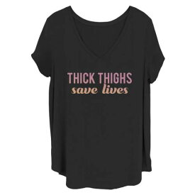 Tシャツ 黒色 ブラック LIVES&#34; 【 UNBRANDED PLUS SIZE THICK THIGHS SAVE TEE / BLACK 】 キッズ ベビー マタニティ トップス カットソー