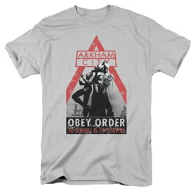 キャラクター シティ オベイ スリーブ Tシャツ 銀色 シルバー 半袖 【 LICENSED CHARACTER BATMAN ARKHAM CITY OBEY ORDER SHORT SLEEVE ADULT T-SHIRT / SILVER 】 メンズファッション トップス カットソー