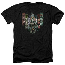 キャラクター ヘザー Tシャツ 黒色 ブラック 【 LICENSED CHARACTER AQUAMAN MOVIE UNITE THE KINGDOMS ADULT HEATHER T-SHIRT / BLACK 】 メンズファッション トップス カットソー